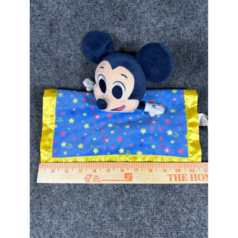 Disney Mickey Mouse Baby Security Blanket Lovey Blue Yellow Stars Just Play 12